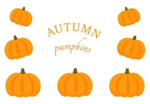 Pumpkins border background. Vector illustration Stock Illustration