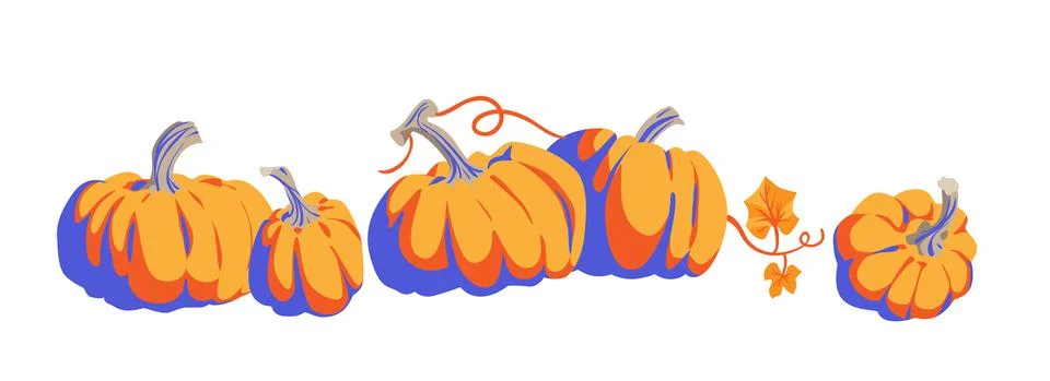 Pumpkins cartoon objects isolated. Stock Illustration