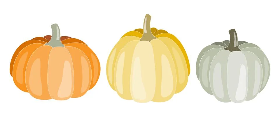 Pumpkins clipart elements. Isolated on white background. 스톡 일러스트