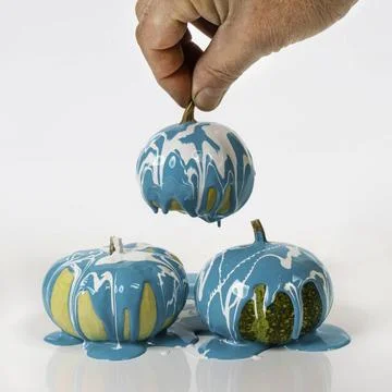 Pumpkins colored Some pumpkins with the blue color running down Copyright:... Stock Photos