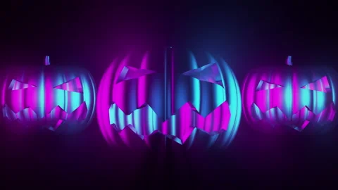 Pumpkins Dancing In Seamless Video Loop In Modern Colors Stock Footage 141990694