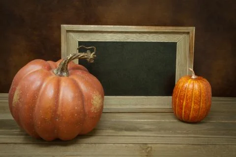 Pumpkins with Empty Chalk Board Photos
