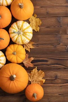 Pumpkins with fall leaves Stock Photos