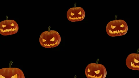Pumpkins Falling Loop with Alpha Matte Stock Footage 140980669