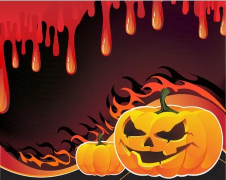 Pumpkins, flame and fire Stock Illustration