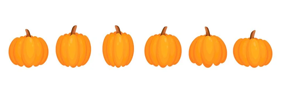 Pumpkins flat icon set. Stock Illustration