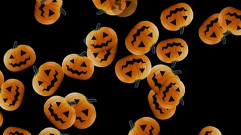 Pumpkins flowing on black background Stock Footage 253228398