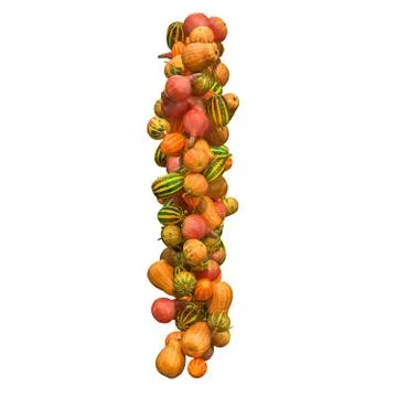 Pumpkins font, letter I from squashes. 3D rendering Stock Illustration