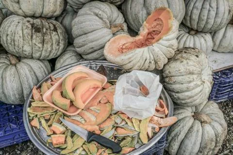 Pumpkins at a grocery Foto stock