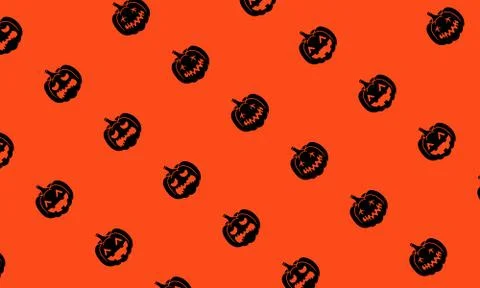 Pumpkins for Halloween icon set background in black or pumpkin face isolated  Stock Illustration