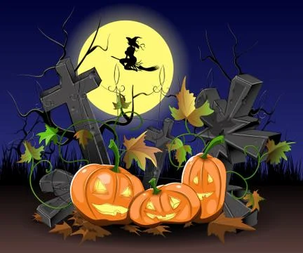 Pumpkins for Halloween Stock Illustration