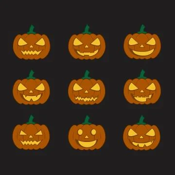 Pumpkins for halloween set Stock Illustration