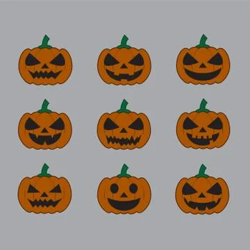 Pumpkins for halloween set Stock Illustration