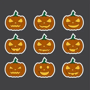Pumpkins for halloween set Stock Illustration