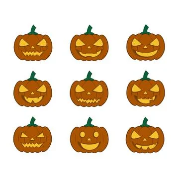 Pumpkins for Halloween set Stock Illustration