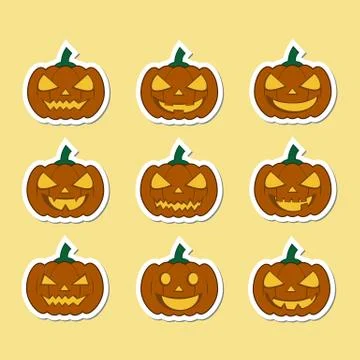 Pumpkins for Halloween set Stock Illustration