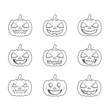 Pumpkins for Halloween set Stock Illustration