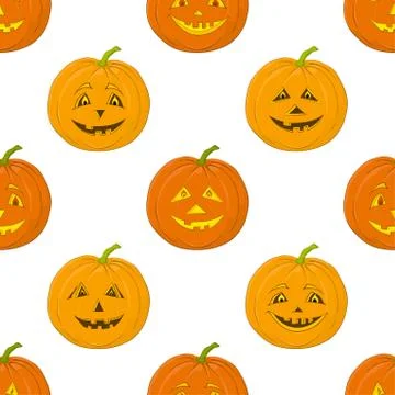 Pumpkins Jack O Lantern, seamless background Stock Illustration