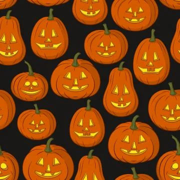 Pumpkins Jack O Lantern Tile Pattern Stock Illustration