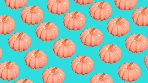 Pumpkins in low poly style on blue background looped 3D animation Stock Footage 111535158