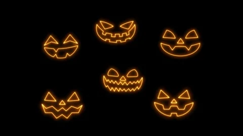Pumpkins Neon Faces Background Video stock 251464952