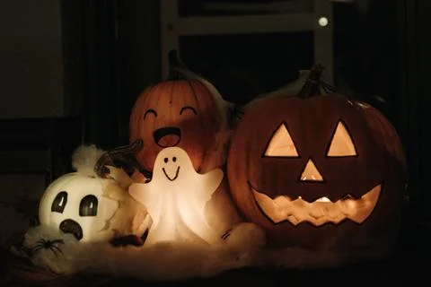 Pumpkins in the night Stock-Fotos