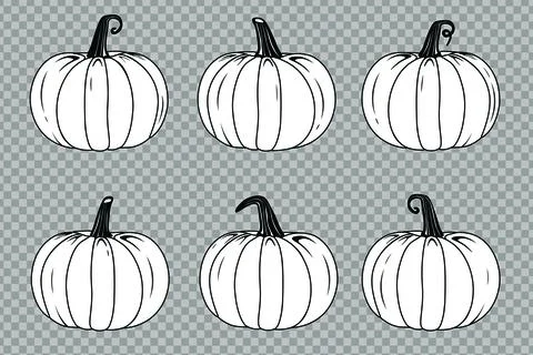 Pumpkins Outline Set Stock Illustration