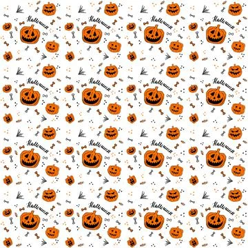 Pumpkins pattern bundle square Stock Illustration