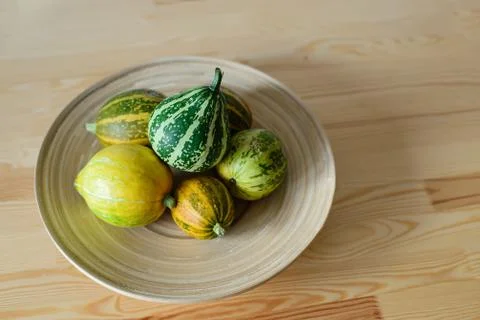 Pumpkins on the plate Stock Photos