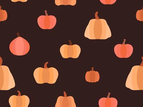 Pumpkins seamless pattern. Autumn background for wrapping paper, banners Stock Illustration