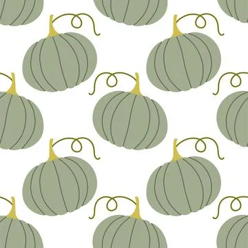 Pumpkins seamless pattern. Autumn isolated blue pumpkin on white background Stock Illustration