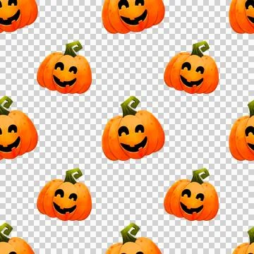 Pumpkins seamless pattern. Halloween carved squash. Jack-o-lantern Stock Illustration