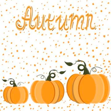 Pumpkins seamless pattern with lettering. Autumn background. Vector. Stock Illustration