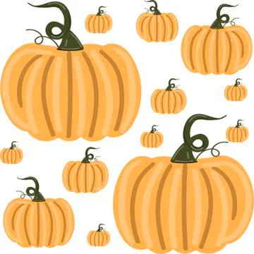 Pumpkins seamless pattern with lettering. Autumn background. Vector. Stock Illustration
