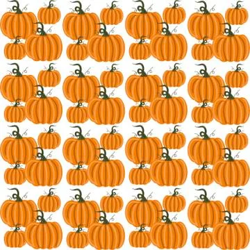 Pumpkins seamless pattern with lettering. Autumn background. Vector. 스톡 일러스트