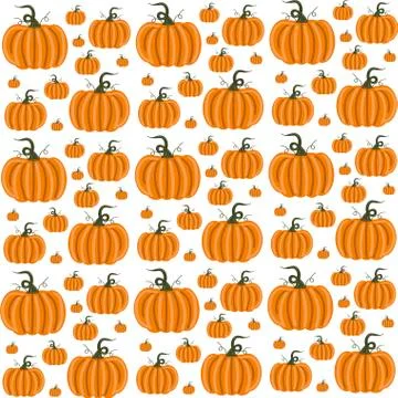 Pumpkins seamless pattern with lettering. Autumn background. Vector. Stock Illustration