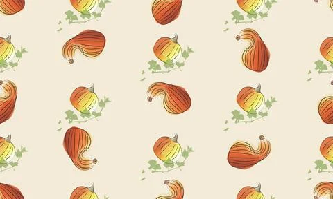 Pumpkins seamless pattern in watercolor style. Harvest. Thanksgiving day. Stock Illustration