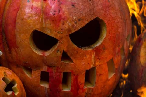 Pumpkins in the slums are on fire Stock Photos