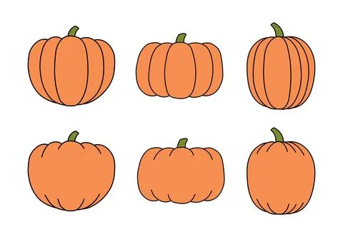 Pumpkins, squashes isolated, Halloween set. Stock Illustration