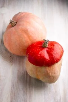 Pumpkins on table Stock Photos