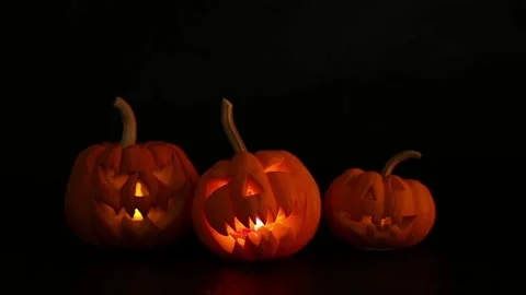 A Pumpkin's Tale of Evil Glowing Horror of Halloween Stock Footage 252519205