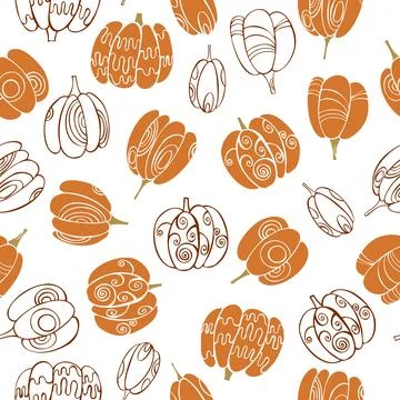 Pumpkins. Vector  pattern. Stock Illustration