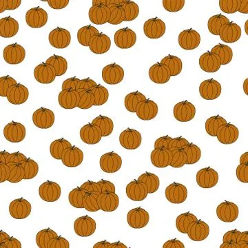 Pumpkins Vector seamless pattern . Stock Illustration