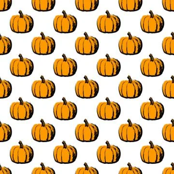 PumpkinVector seamless pattern illustration of pumpkins on a white Stock Illustration