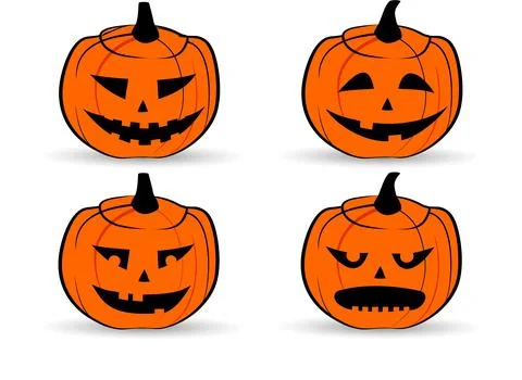 Pumplin halloween vector pack differend faces Stock Illustration