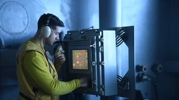 Pumproom Diagnostic screen operator on USS Theodore Roosevelt (CVN 71) Stock Footage 85518100
