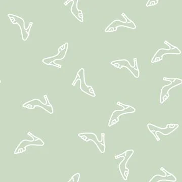 Pumps and slingbacks line vector seamless pattern Stock Illustration