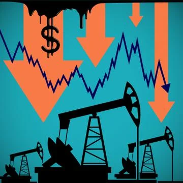 Pumps for oil extraction. Graph a decrease the cost. Stock vecto Stock-Illustration