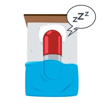 Pun - Capsule sleeping in a bed. Vector Illustration Stock Illustration