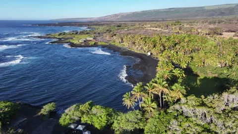Punaluu Black Sand Beach, Punaluu, Ka'u, Island of Hawaii Stock Footage 327494304